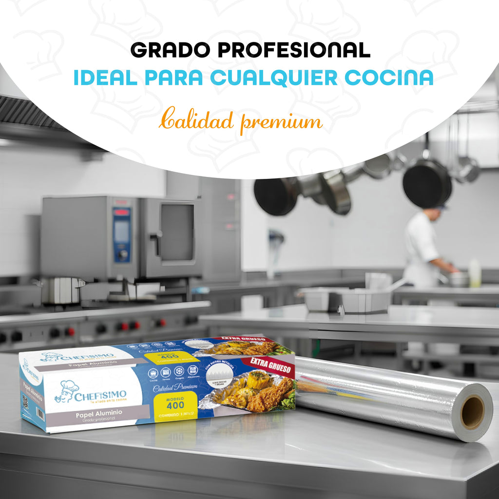 Papel Aluminio 400 25 Micras Extra Grueso 30cm X 44m